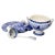 A magnificent antique Wedgwood blue transferware sauce tureen, complete with its matching under-tray and original ladle —...