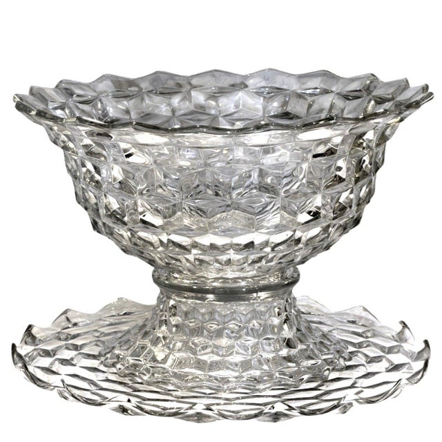 Late 20th Century Fostoria American 2056 No 610 Flaire Punch Bowl Stand Underplate - 3 pcs For Sale In Dallas - Image 6 of 6