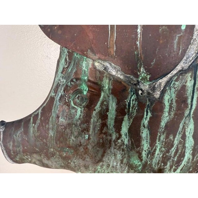 Antique Copper Pig Folk Art Weathervane on Custom Iron Stand For Sale - Image 4 of 12