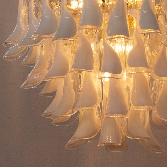 Murano White and Clear Glass Chandelier, 1990s For Sale - Image 10 of 12