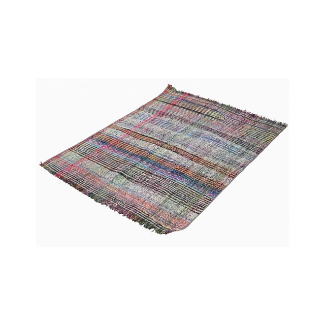 Mid-Century Modern Vintage Small Turkish Rag Rug - 3`4″ X 4`5″ Ft For Sale - Image 3 of 6