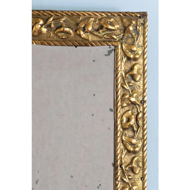 French Brass Floral Mirror, 18th Century For Sale - Image 4 of 8