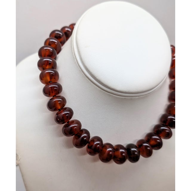 Vintage 1980s Signed Pellini Italy Faux-Tortoise Beaded Necklace For Sale - Image 4 of 6