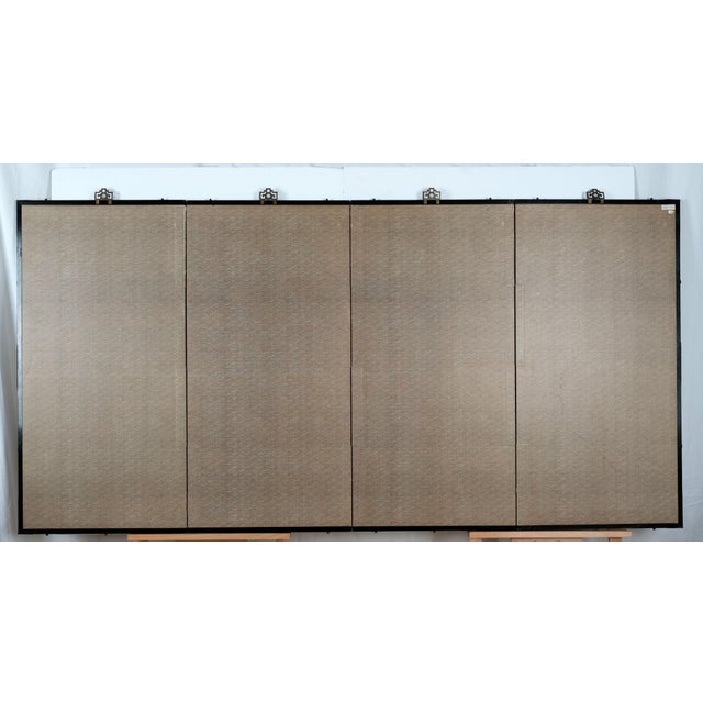 Hong Kong 4-Panel Byobu Overflowing Flower Cart Hand Painted & Hand Signed Silk Folding Divider Screen Early to Mid 20th Century For Sale - Image 12 of 12