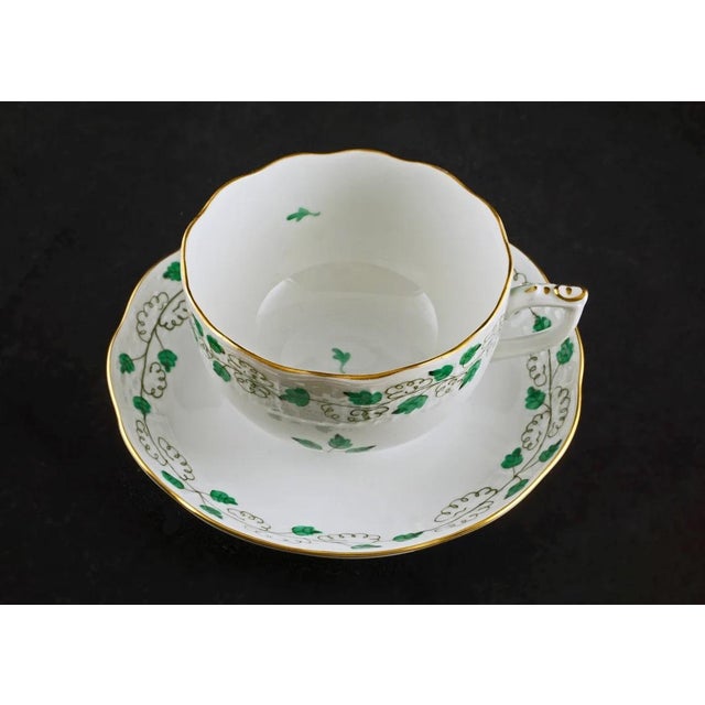Herend Late 20th Century Herend Porcelain Sabina Vert SABV Cup Saucer Plate Set- 3 Pieces For Sale - Image 4 of 9