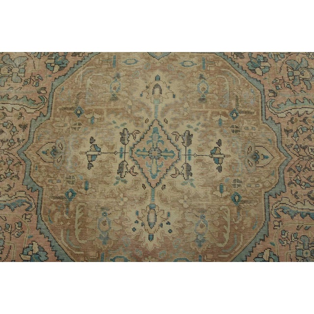Tabriz Rug 7’8” X 10’7” Pink Wool Vintage Distressed Hand-Knotted Carpet For Sale In Philadelphia - Image 6 of 15
