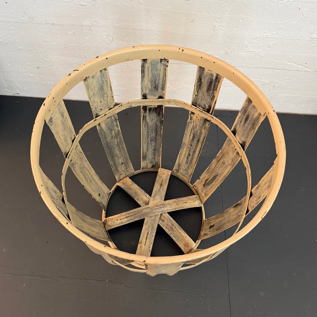 Farmhouse Mid 20th Century Industrial Farmhouse Strap Metal Factory Bin Basket For Sale - Image 3 of 6
