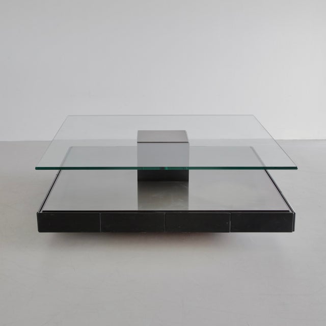 Large coffee table designed by marco fantoni. Italy, tecno, 1971. minimalist coffee table (tecno t147) with brushed metal...