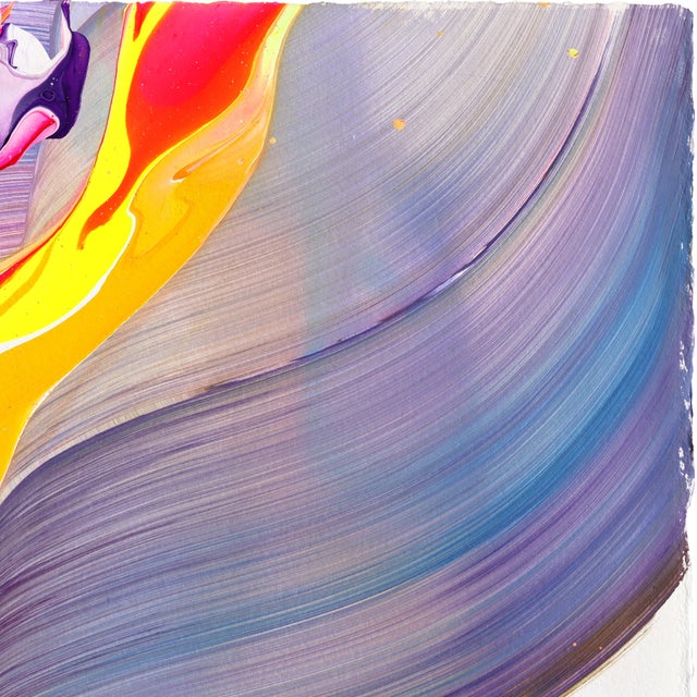 Abstract Avp_1219 - Color Drenching Contemporary Abstract Painting on Paper Original Artwork by Alex Voinea For Sale - Image 3 of 6