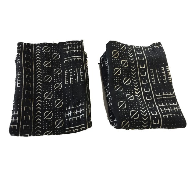 African #1838 Vintage African Mali Black and White Mud Cloth Textile / Pair 61" by 46" Pair For Sale - Image 3 of 7