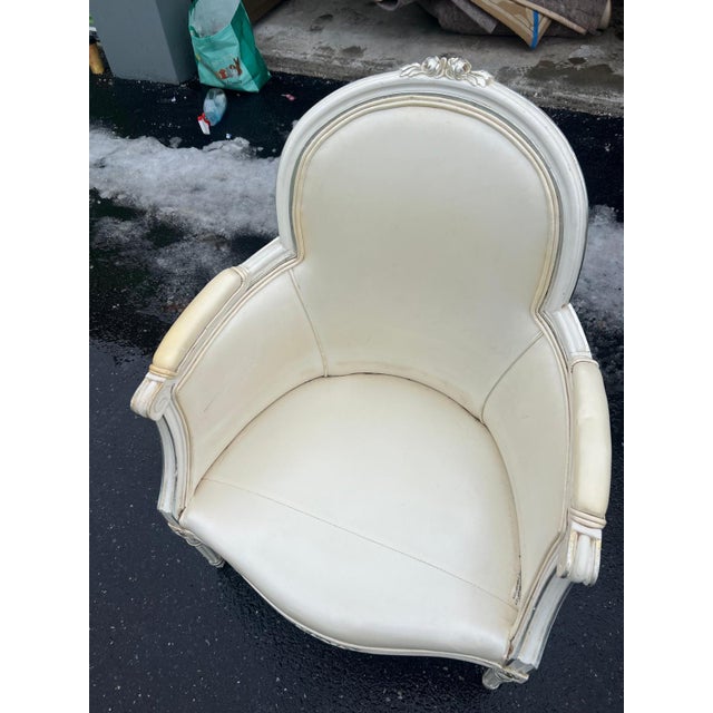 Traditional Vintage French Barrel Back Accent Chair For Sale - Image 3 of 9