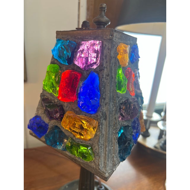 Beautiful Chunk glass lampshade by Peter marsh mid-century modern The base I believe is not Peter marsh and unsigned They...