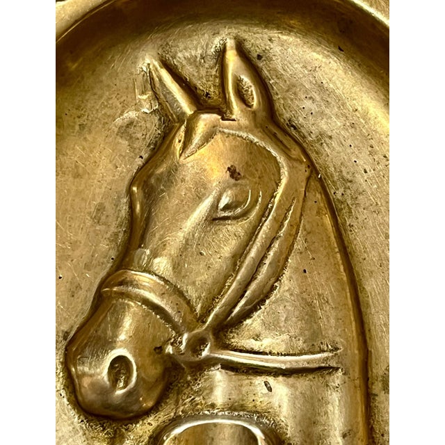 Vintage Brass Equestrian Horse and Horseshoe Ashtray For Sale - Image 6 of 6