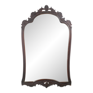Antique Wall Mirror With Ornate Carved Wood Frame