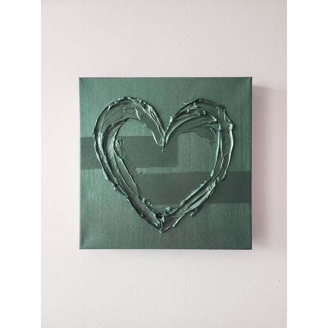 Metallic Green Abstract Heart Painting For Sale In Raleigh - Image 6 of 7