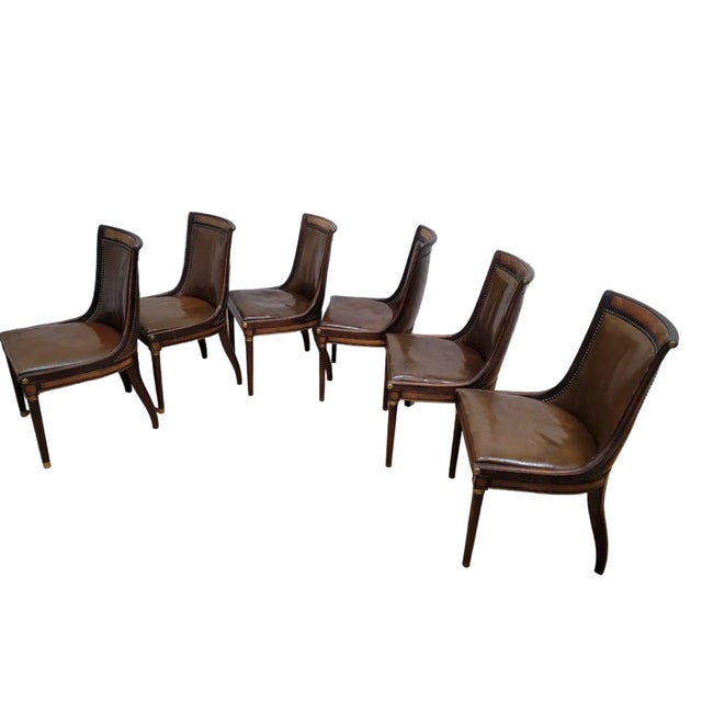 Neoclassical Vintage Neoclassical Style Slipper Dining Chairs by Oxford LTD – 6 For Sale - Image 3 of 11