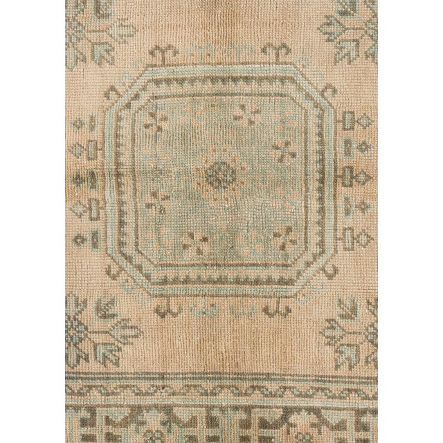 1940s Vintage Circa 1940 Camel Turkish Oushak Hand Knotted Wool Runner 4'4 X 11'9 For Sale - Image 5 of 6