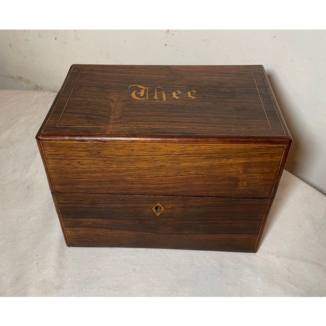Antique 19th Century Handmade Marquetry Wooden Dutch Thee Tea Caddy Box For Sale - Image 4 of 12