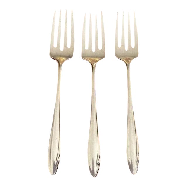 Stunning Mid 20th Century Lasting Spring Salad Forks- Set of 3 No Monograms For Sale