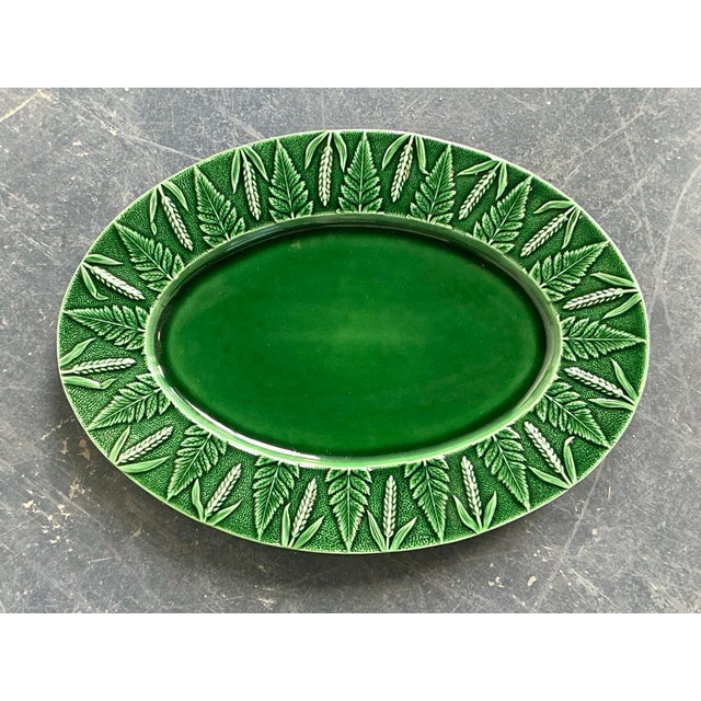 Emerald Vintage Boho Italian Glazed Ceramic Platter For Sale - Image 8 of 11