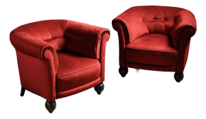 Art Deco Red Velvet Armchairs, France, 1920s, Set of 2