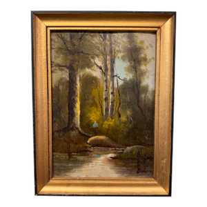 19th Century French Oil on Canvas by the River