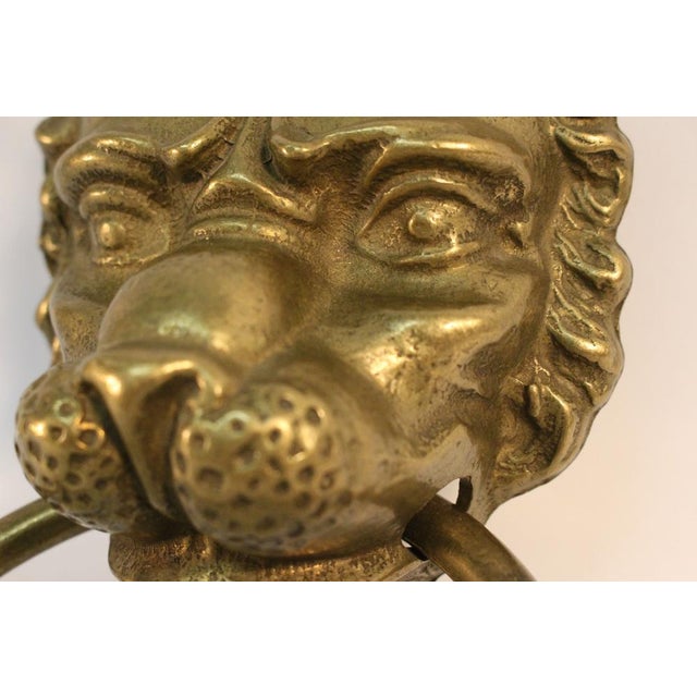 1950s Vintage Door Knocker Lion Head in Brass, 1950s For Sale - Image 5 of 18