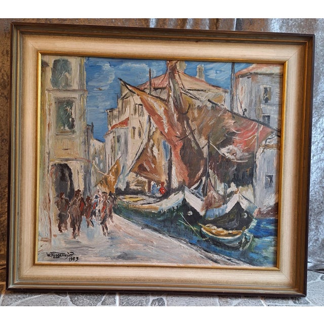 W. Niggemeyer, Sailing Boats in the Harbor, 1963, Oil Painting, Framed For Sale - Image 4 of 5