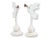 Pair of metal angel ornaments on a base. Handcrafted in England from reclaimed antique materials. White powder-coated...