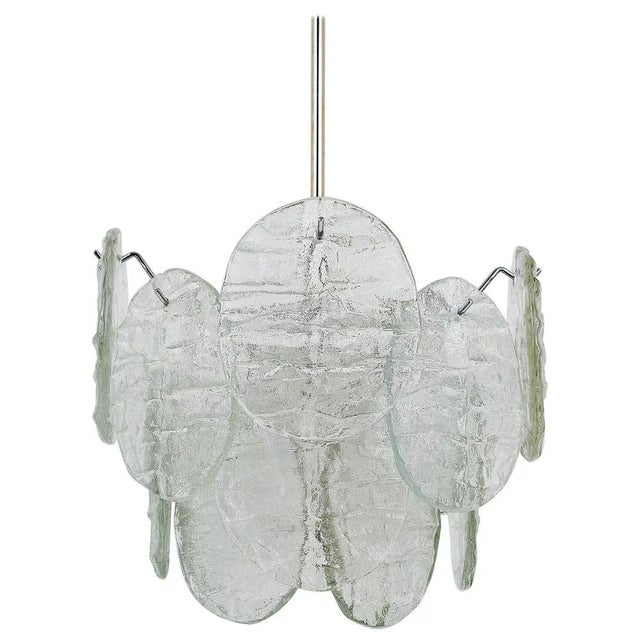 Mid-Century Blatt Ice Glass Disc Chandelier from Kalmar, Austria, 1960s For Sale - Image 11 of 11