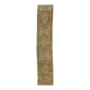 Blue Handmade Antique Malayer Wool Runner With Medallion Motif