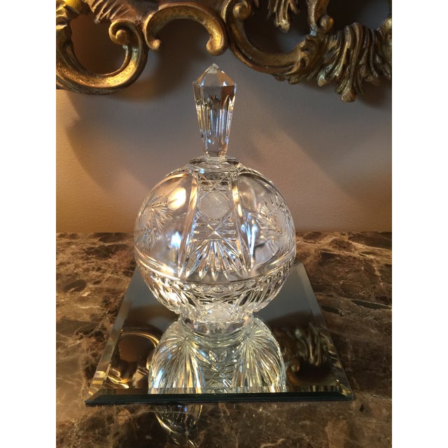 Vintage Cut-Glass Candy Dish or Lidded Compote With Prism Top For Sale - Image 9 of 9