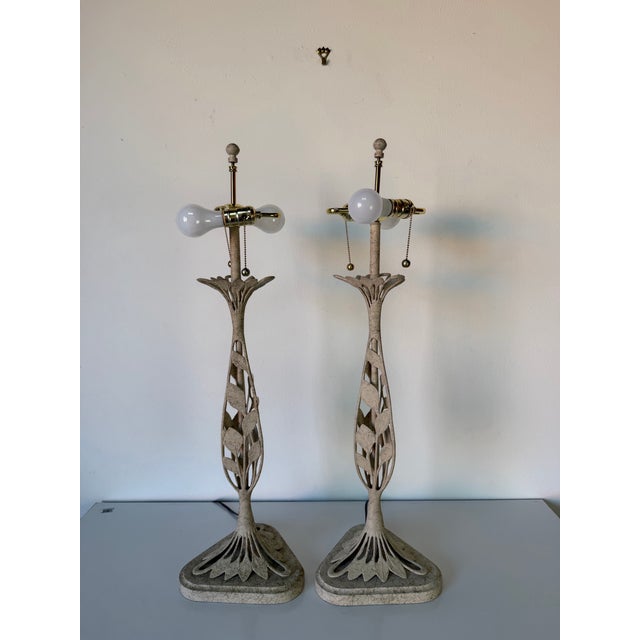 1980s Frederick Cooper Organic Modern Table Lamps With Shades – A Pair For Sale - Image 9 of 11