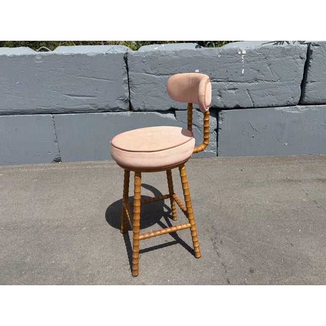 Faux Bamboo Swivel Barstools, Wood, Stools For Sale - Image 14 of 16