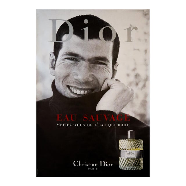 1999 French Fragrance Advertisement, Dior Perfume - Paris Bus Shelter Ad - (Zinedine) Zidane For Sale