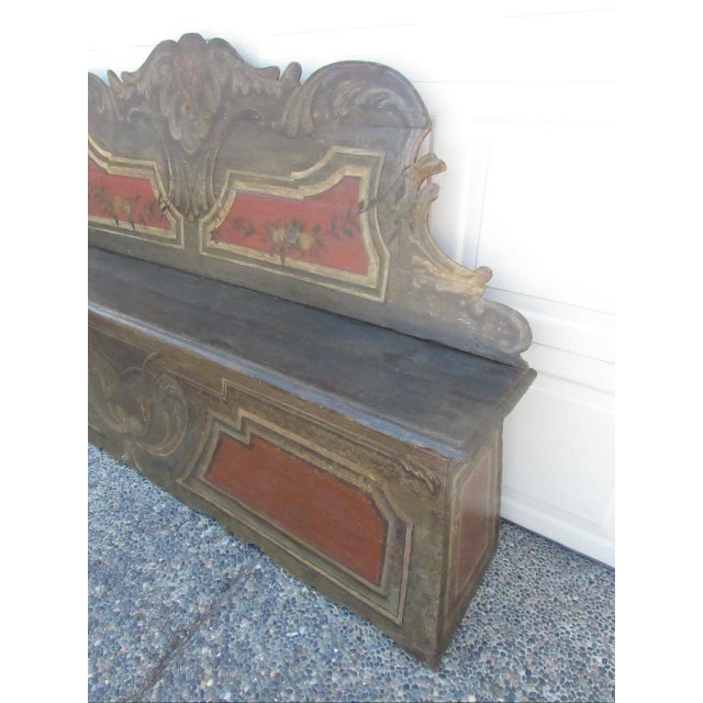 Wood 18th. Century Italian Baroque Painted Hall Bench For Sale - Image 7 of 18