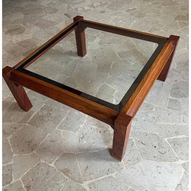Square Coffee Table in Walnut and Mirrored Glass, Italy, 1970s For Sale - Image 9 of 9