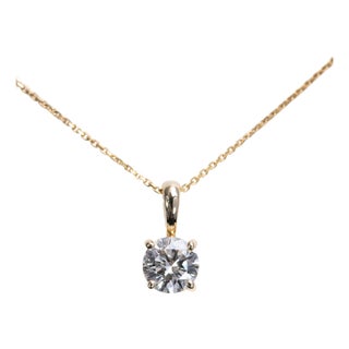 1.2Ct Lab Grown Diamond Solitaire Pendant in Solid 14k Gold - Fine Jewelry For Sale