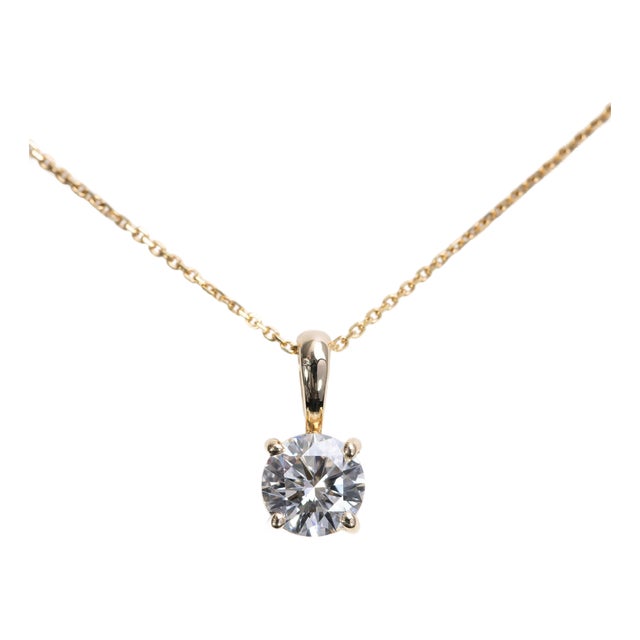 1.2Ct Lab Grown Diamond Solitaire Pendant in Solid 14k Gold - Fine Jewelry For Sale