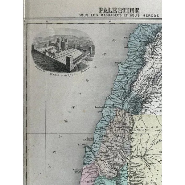 Paper Tribes and Maccabees Antique Map by Migeon, 1892 For Sale - Image 7 of 13