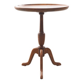 Danish Round Tripod Side Table in Stained Oak by Anton Kildeberg, 1960s For Sale