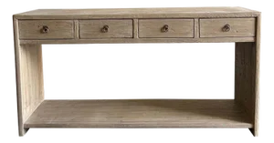 Modern Elm Wood Console Table With Drawers