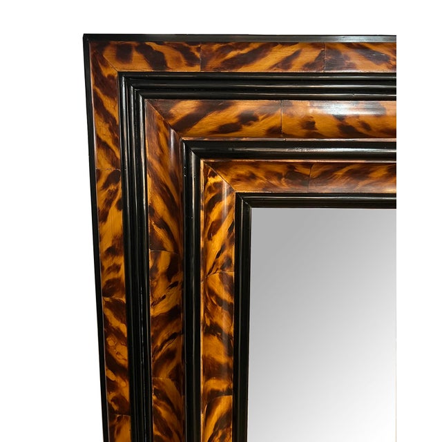 Large Faux Tortoiseshell and Parcel-Ebonized Mirror in the Flemish Style For Sale - Image 9 of 12
