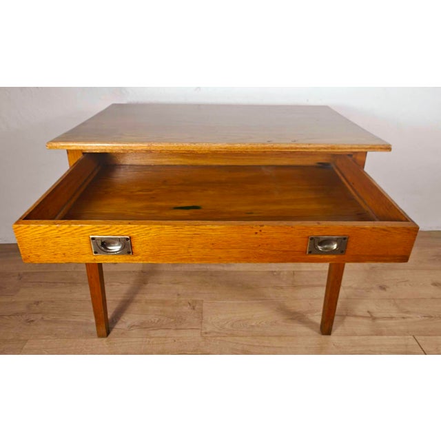 1930s Vintage Military Desk in Oak, 1930s For Sale - Image 5 of 16