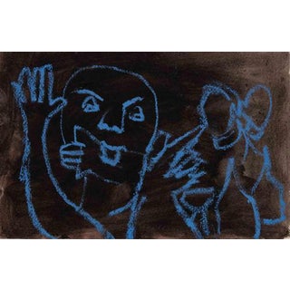 Mino Maccari, Sketch, Watercolor and Charcoal, 1950s For Sale