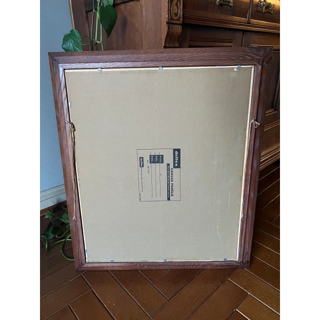 This Southwest portrait of a napping man with sombrero hat is done in grays and browns. It is framed in an oak frame and...