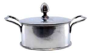 Small Pot in Silver with Knob Lid and Handles