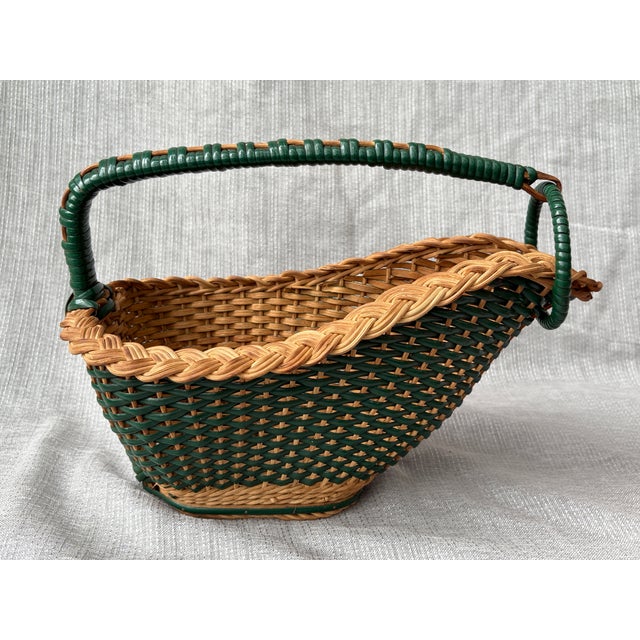 Wood Vintage French Wicker Wine Bottle Holder For Sale - Image 7 of 14