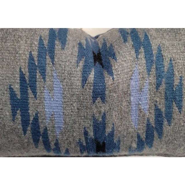 Navajo Indian weaving bolster pillow with soft cotton backing.The backing is in a blue soft fabric & down & feather fill.