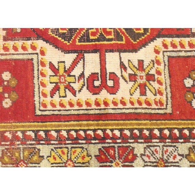 Distinguished vintage Oushak rug from Turkey, hand-crafted with traditional wool-on-wool technique in Western Turkey's...